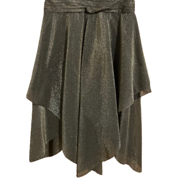 Vintage Morton Myles I. MAGNIN 80s Olive Green Gold Metallic Layered Dress Sz-XS - Picture 13 of 13